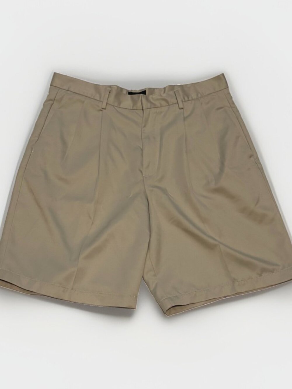 Dockers Men's 34 Beige Solid Chino Shorts Flat Front Polyester Button Pockets